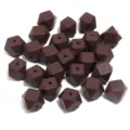 Perles octogonales en silicone marron trou droit géométrique accessoires bijoux DIY - 19x14mm / Lot de 10 / Café