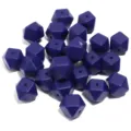 Perles en silicone facetees violettes foncees avec trou pour fabrication de bijoux et bracelets DIY. - 19x14mm / Lot de 10 / Bleu marine