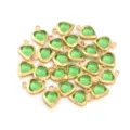 Green crystal heart charms with gold bezel for DIY jewelry making bracelet necklace - Gold Bezel Heart Style / 10 Pieces/Pack / Green