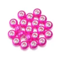 Hot pink resin large hole spacer beads for DIY bracelet charms and jewelry making accessories - Glossy Solid Rose Red / 20 Pcs/Pack, Outer Diameter approx. 14mm, Height approx. 9mm, Hole approx. 4.5mm