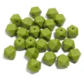 Perles octogonales en silicone vert trou droit bricolage bracelet collier accessoires de bijoux. - 19x14mm / Lot de 10 / Vert haricot