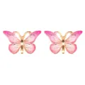 Rosa schimmernde Acryl Schmetterling Flachruecken Anhaenger fuer DIY Schmuck Basteln. - 10 Stück Packung / Hellrosa
