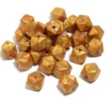 Perles octogonales en silicone avec trou pour fabrication de bijoux DIY bracelets et accessoires. - 19x14mm / Lot de 10 / Or de Luxe