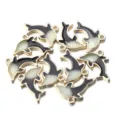 Dolphin alloy enamel charms black and white DIY jewelry making accessories pendant - Black Dolphin