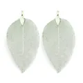 Silver leaf skeleton pendant diy charm for handmade necklace earrings jewelry making accessories - Size 3X5cm / Green