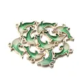 Green dolphin alloy drip oil pendant diy keychain necklace bracelet jewelry accessories. - Green Dolphin