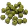 Perles géométriques facettées en silicone vert olive pour la création de bijoux DIY. - 19x14mm / Lot de 10 / Vert Militaire
