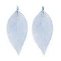 Silver leaf skeleton DIY pendant charms for handmade necklace earrings jewelry accessories - Size 3X5cm / Light Blue