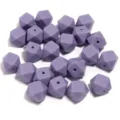 Perles octogonales géométriques en silicone violet pour la fabrication de bijoux DIY - 19x14mm / Lot de 10 / Violet-gris clair