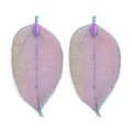 Iridescent electroplated skeleton leaf pendant DIY jewelry making earrings and charms - Size 3X5cm / Rainbow