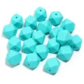 Perles facettées en silicone turquoise en vrac pour fabrication de bijoux de bricolage - 19x14mm / Lot de 10 / Turquoise