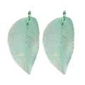 Natural leaf pendant DIY jewelry accessory green gold vein charm for necklace earring making - Size 3X5cm / Gilded Light Green