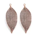Rose gold electroplated skeleton leaf pendant for DIY jewelry making, earrings, and necklaces. - Size 3X5cm / Antique Red Copper