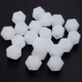 Perles octogonales en silicone blanc pour fabrication de bijoux DIY accessoires de bracelet - 19x14mm / Lot de 10 / Blanc translucide
