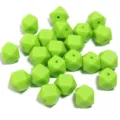 Perles géométriques en silicone vert en vrac pour accessoires de bijoux de bricolage - 19x14mm / Lot de 10 / Vert Fluorescent