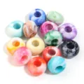 Perline distanziatrici colorate in acrilico con foro grande per braccialetti fai da te. - 10# Imitazione Ceramica Sfumato