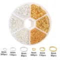 Σετ κρίκοι σύνδεσης DIY, 4mm 6mm 8mm ασημί και χρυσό μεταλλικοί κρίκοι σε διαφανές κουτί. - Θήκη 6 υποδοχών (4-8mm μικτή) / Χρυσό και Ασημί