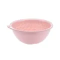 Pink double layer draining basket and fruit colander for kitchen vegetable washing tool. - L / Pink