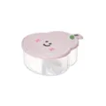 Transparent pear-shaped divided food storage box cute fruit bento box with a small spoon. - Pink
