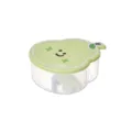 Pear-shaped transparent storage box with a cute green lid and divided interior compartments. - Cyan