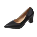Black pointed toe block heel pumps for women, elegant fashion slip-on dress shoes. - 35 / Black