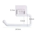 White plastic punch-free kitchen paper towel holder wall mounted rag storage rack with size details. - S / White