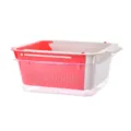 Retractable sink drain basket kitchen fruit vegetable washing basin adjustable colander organizer - White & Red