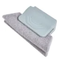 Window groove cleaning brush, gap track cleaning tool with durable scrubbing pad, grey handle. - Gray