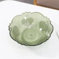 Bol à fruits en verre transparent vert salon créatif plat à bonbons snack décoratif - Gaufrage en Forme de Cœur / Vert