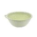 Plastic double-layer kitchen colander round fruit washing basket with drainage holes. - L / Green