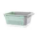Retractable kitchen sink colander drain basket plastic fruit vegetable washing basin set - Green & Grey