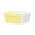 Retractable sink drain basket, adjustable kitchen fruit and vegetable washing colander white yellow. - White & Yellow