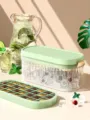 Große PET Eiswürfelform und Aufbewahrungsbox Behälter mit Deckel für die Küche Kühlen. - Modell B Innere 1 Schicht / Grün