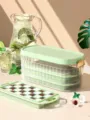 Große Kapazität Eiswürfelbereiter Set mit Aufbewahrungsbox, lebensmittelechte Eisform für Küche. - Modell A Innere 2 Schichten / Grün