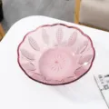 Rosa durchsichtige Obstschale, moderne europäische Snackschale mit Blattmuster für Zuhause. - Rosa