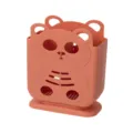 Cute plastic bear pen holder and chopstick cage desk organizer for office and kitchen use. - Orange