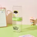 Gobelet de voyage transparent en plastique pour brosse à dents avec double couche et dessin. - 301-400ml / Vert