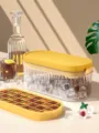 PET Eiswuerfelbehaelter Lebensmittelecht Eisbereiter Behaelter mit gelbem Deckel - Modell B Innere 1 Schicht / Gelb