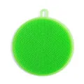 Spugna per piatti rotonda in silicone verde, spazzola da cucina con foro per appendere. - Verde