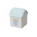 Mini poubelle de bureau en forme de maison avec couvercle, pot à crayons et boîte de rangement. - Bleu