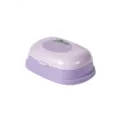 Purple plastic soap box with lid and drainage layer, cute fruit design for bathroom home use. - Purple