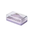 Portable plastic soap box with transparent lid and drainage layer for bathroom travel use. - Blueberry Purple