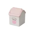 Mignon mini poubelle de bureau en forme de maison bac de rangement porte-stylo - Rose
