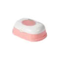 Nordic style plastic soap box with drain and lid, cute peach fruit design for bathroom use. - Pink