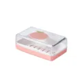Pink transparent soap box with lid portable plastic travel soap holder with peach pattern SKU - Peach Pink