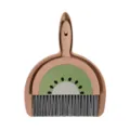 Cute kiwi fruit design mini desktop dustpan and brush set for keyboard and table cleaning. - Grey Brown