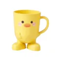 Cute cartoon yellow duck plastic toothbrush cup gargle mug with funny feet design for kids daily use. - Cup / 12.5x8x6cm / Yellow