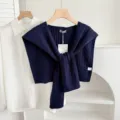 Chal de punto trenzado azul marino mujer primavera otoño moda cuello capa versátil cálido - Trenzado - Azul marino
