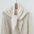 Minimalist knit triangular scarf wool blend winter warm fashion shawl neck warmer for women - White