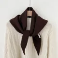 Brown knitted triangular scarf wool blend winter warm fashion casual headscarf shawl for women. - Dark Brown